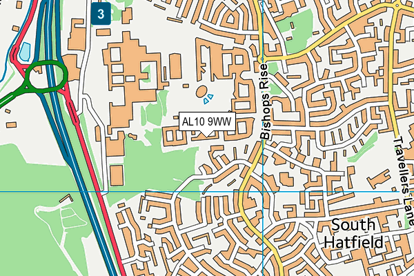 AL10 9WW map - OS VectorMap District (Ordnance Survey)