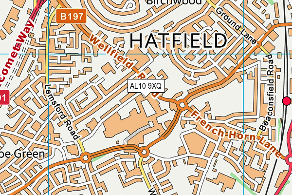 AL10 9XQ map - OS VectorMap District (Ordnance Survey)