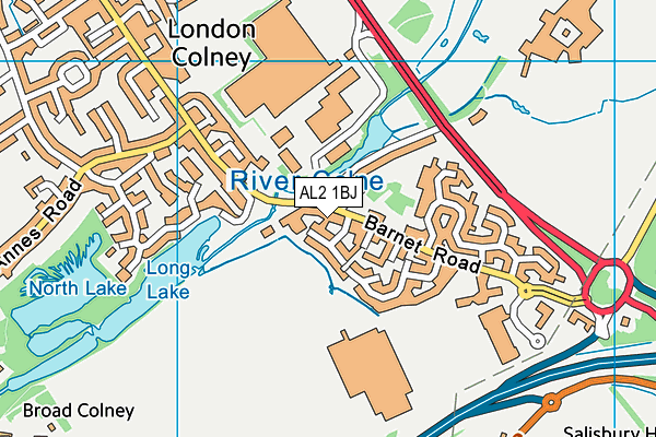 AL2 1BJ map - OS VectorMap District (Ordnance Survey)