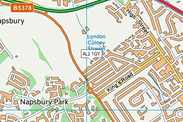 Shenley Lane Playing Field map (AL2 1GY) - OS VectorMap District (Ordnance Survey)