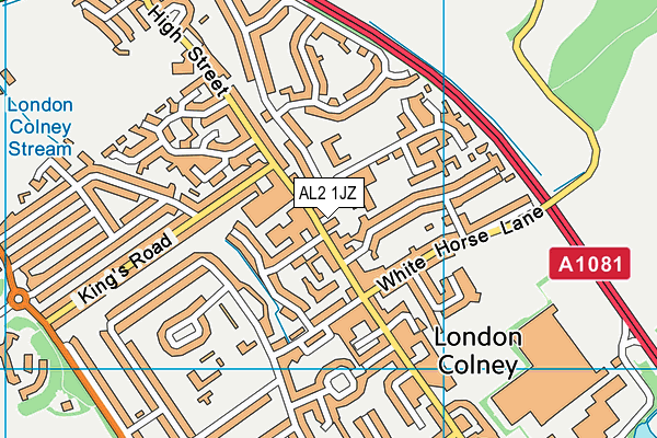 AL2 1JZ map - OS VectorMap District (Ordnance Survey)