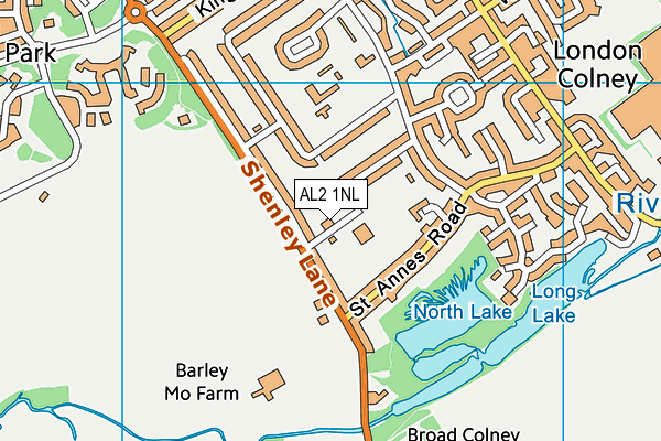 St Bernadette Catholic Primary School map (AL2 1NL) - OS VectorMap District (Ordnance Survey)