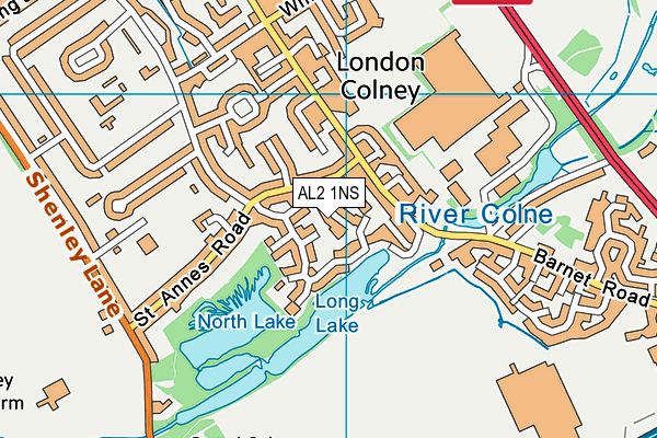 AL2 1NS map - OS VectorMap District (Ordnance Survey)