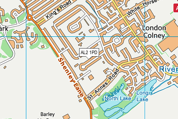AL2 1PD map - OS VectorMap District (Ordnance Survey)