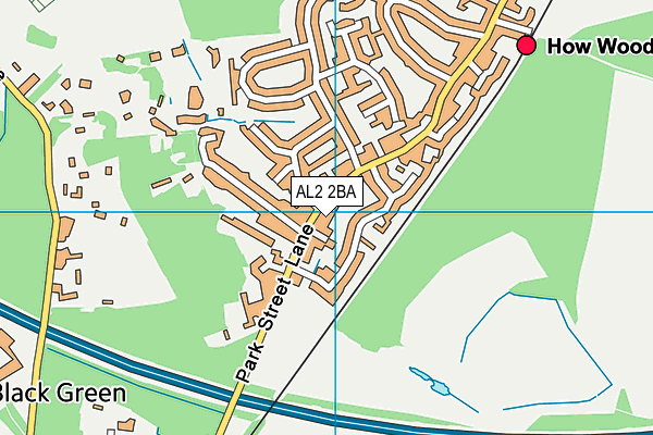 AL2 2BA map - OS VectorMap District (Ordnance Survey)