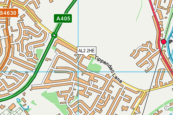 AL2 2HE map - OS VectorMap District (Ordnance Survey)