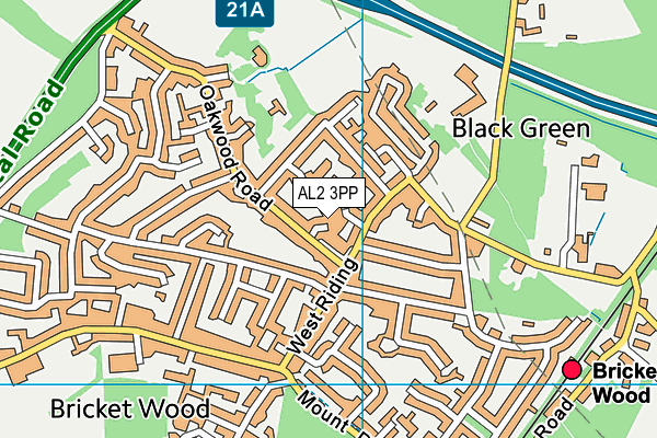 AL2 3PP map - OS VectorMap District (Ordnance Survey)
