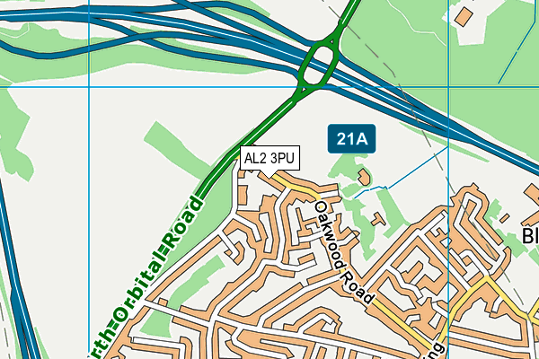 AL2 3PU map - OS VectorMap District (Ordnance Survey)