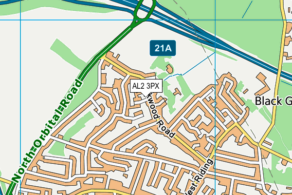 AL2 3PX map - OS VectorMap District (Ordnance Survey)