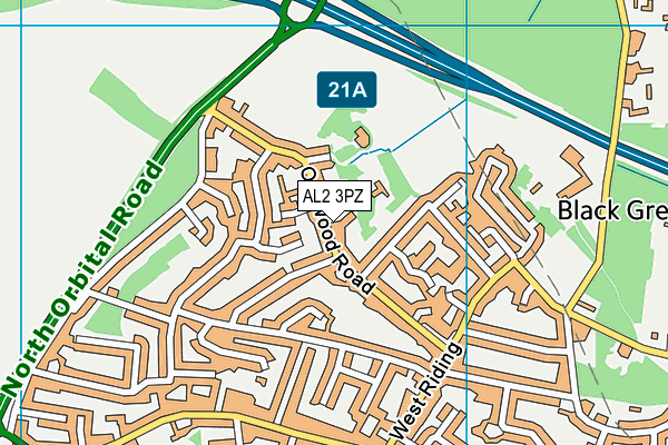 AL2 3PZ map - OS VectorMap District (Ordnance Survey)
