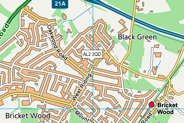 AL2 3QD map - OS VectorMap District (Ordnance Survey)