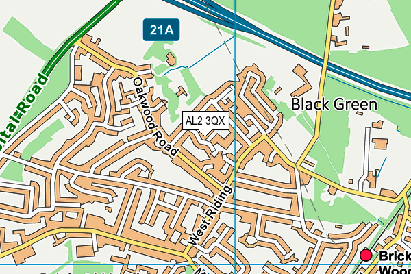 AL2 3QX map - OS VectorMap District (Ordnance Survey)