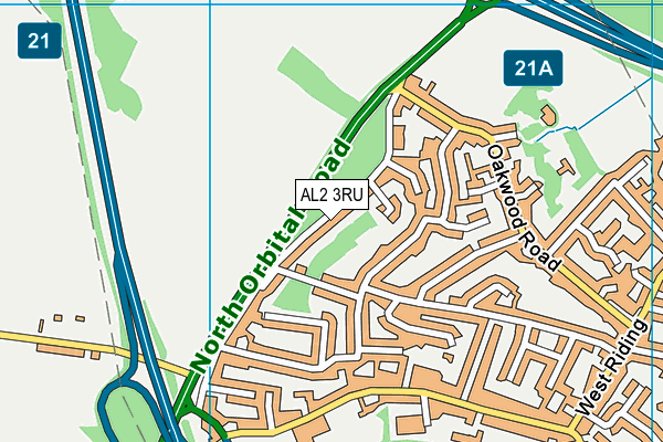 AL2 3RU map - OS VectorMap District (Ordnance Survey)