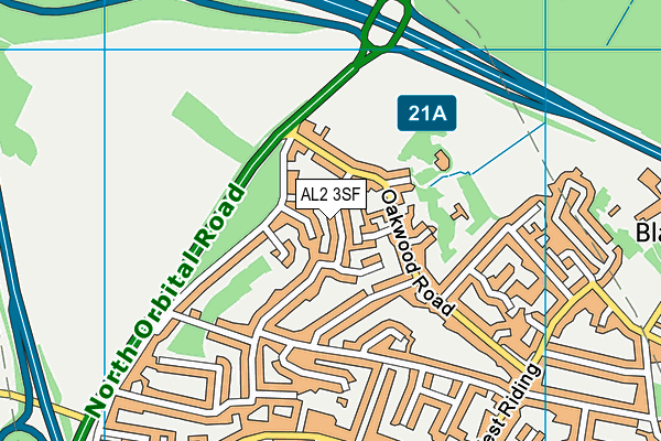 AL2 3SF map - OS VectorMap District (Ordnance Survey)