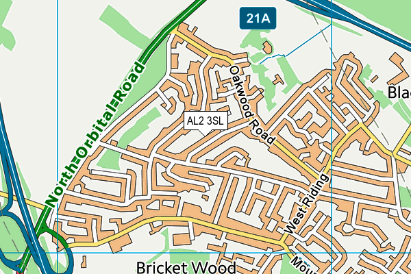 AL2 3SL map - OS VectorMap District (Ordnance Survey)