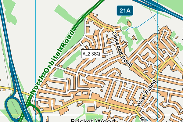 AL2 3SQ map - OS VectorMap District (Ordnance Survey)
