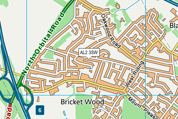 AL2 3SW map - OS VectorMap District (Ordnance Survey)