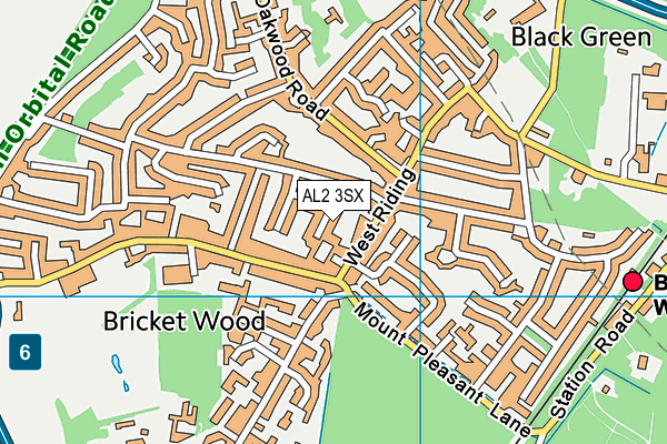 AL2 3SX map - OS VectorMap District (Ordnance Survey)
