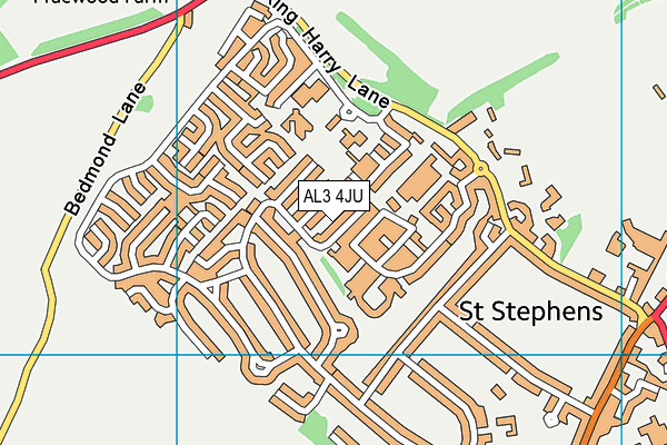 AL3 4JU map - OS VectorMap District (Ordnance Survey)