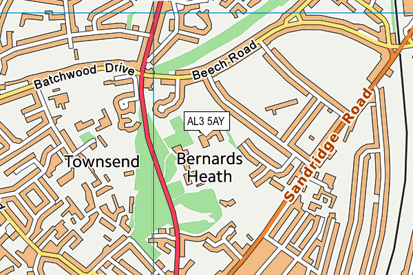 Heathlands School For Deaf Children map (AL3 5AY) - OS VectorMap District (Ordnance Survey)