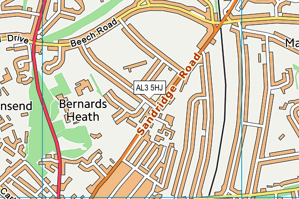 AL3 5HJ map - OS VectorMap District (Ordnance Survey)