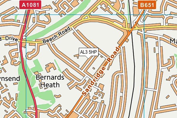 Bernards Heath Junior School map (AL3 5HP) - OS VectorMap District (Ordnance Survey)