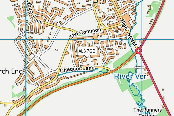 AL3 7GD map - OS VectorMap District (Ordnance Survey)