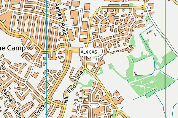 AL4 0AS map - OS VectorMap District (Ordnance Survey)
