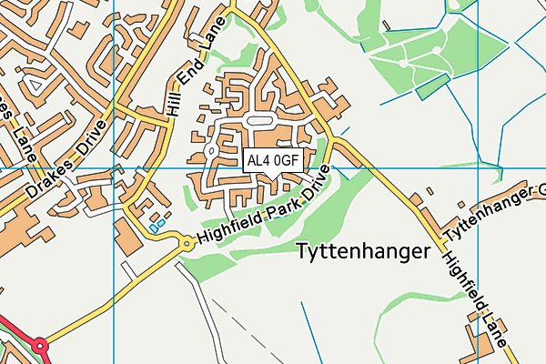 AL4 0GF map - OS VectorMap District (Ordnance Survey)