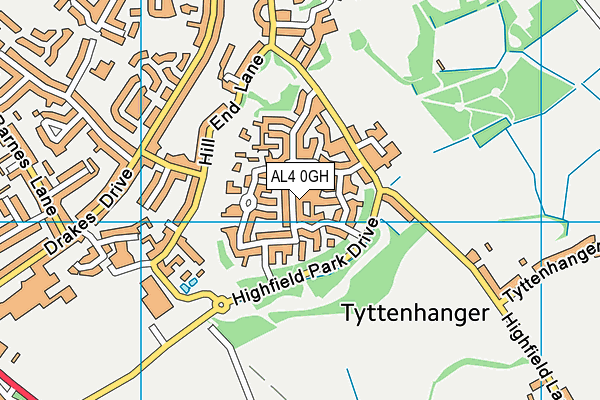 AL4 0GH map - OS VectorMap District (Ordnance Survey)