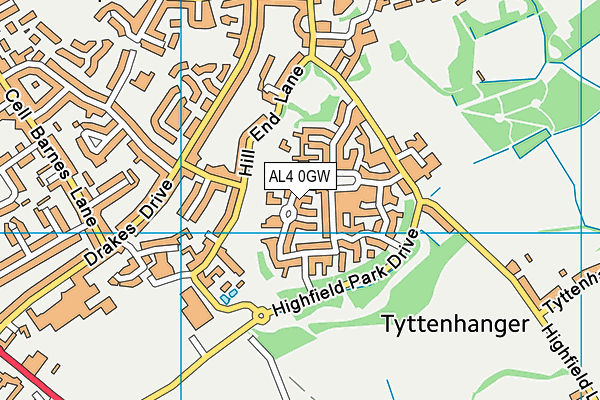 AL4 0GW map - OS VectorMap District (Ordnance Survey)