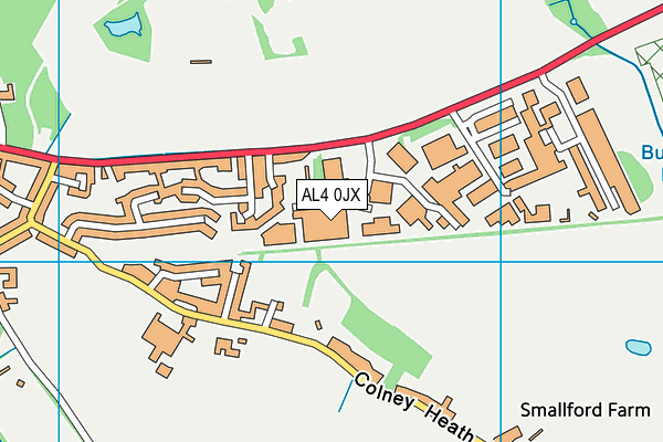 AL4 0JX map - OS VectorMap District (Ordnance Survey)