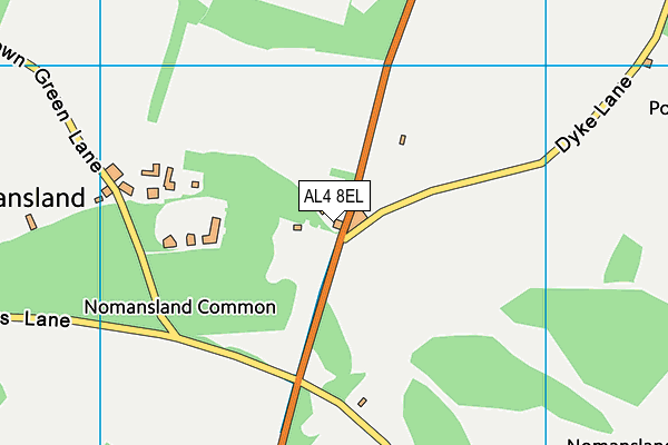 Nomansland Common map (AL4 8EL) - OS VectorMap District (Ordnance Survey)