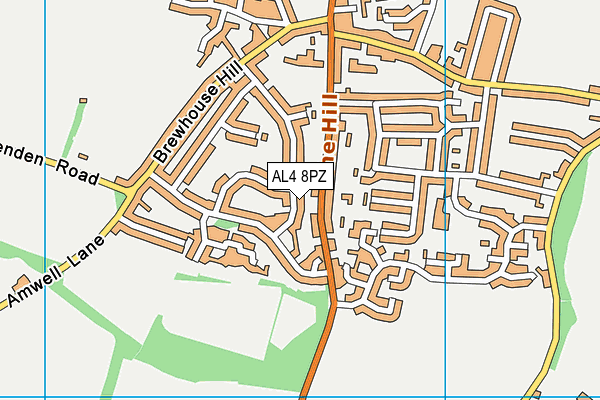 AL4 8PZ map - OS VectorMap District (Ordnance Survey)