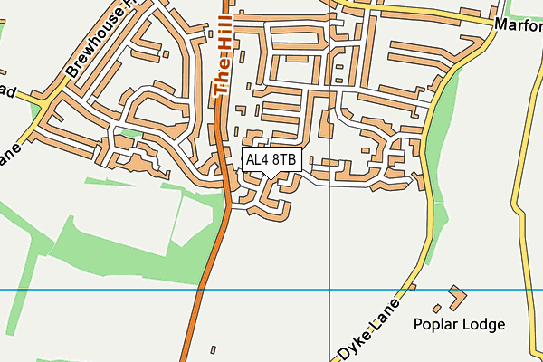 AL4 8TB map - OS VectorMap District (Ordnance Survey)