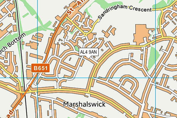 AL4 9AN map - OS VectorMap District (Ordnance Survey)