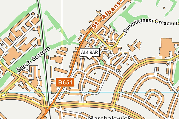 AL4 9AR map - OS VectorMap District (Ordnance Survey)