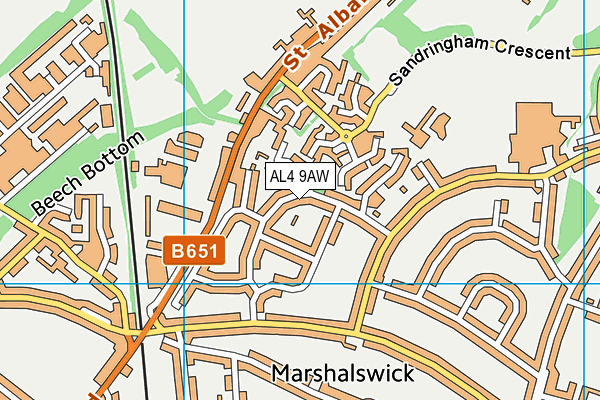AL4 9AW map - OS VectorMap District (Ordnance Survey)