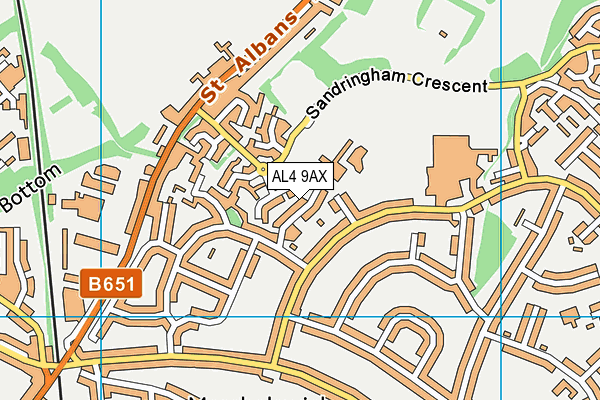 AL4 9AX map - OS VectorMap District (Ordnance Survey)