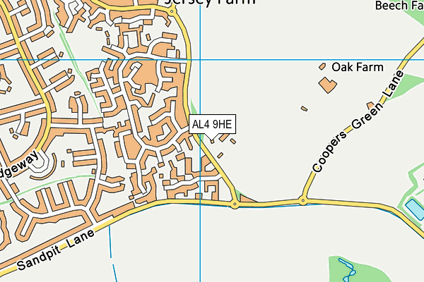 AL4 9HE map - OS VectorMap District (Ordnance Survey)