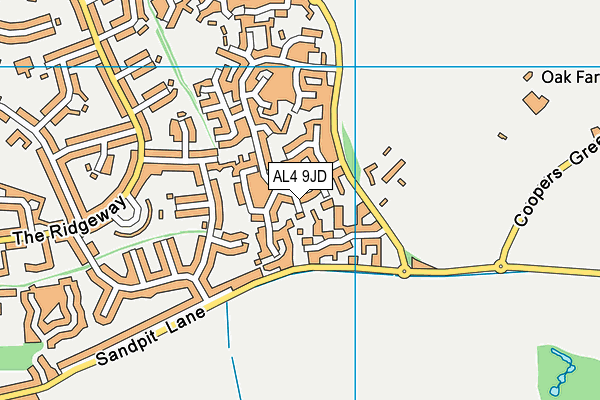 AL4 9JD map - OS VectorMap District (Ordnance Survey)