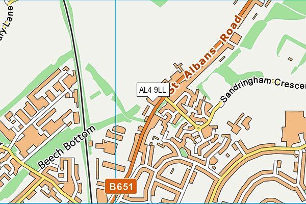 AL4 9LL map - OS VectorMap District (Ordnance Survey)