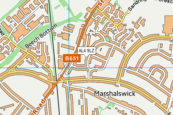 AL4 9LZ map - OS VectorMap District (Ordnance Survey)