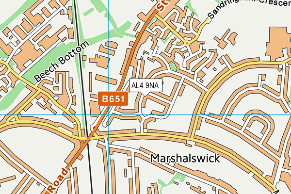 AL4 9NA map - OS VectorMap District (Ordnance Survey)