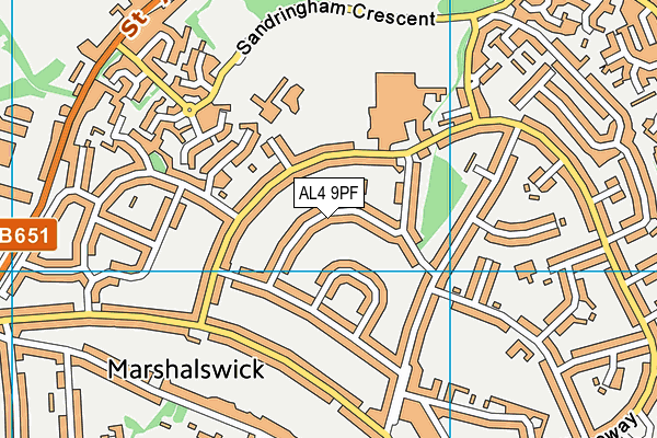 AL4 9PF map - OS VectorMap District (Ordnance Survey)