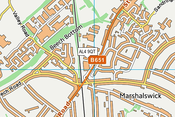 AL4 9QT map - OS VectorMap District (Ordnance Survey)
