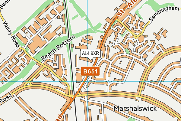 AL4 9XR map - OS VectorMap District (Ordnance Survey)