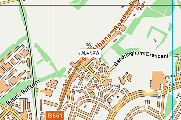 AL4 9XW map - OS VectorMap District (Ordnance Survey)