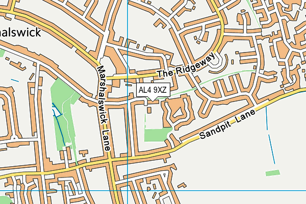 AL4 9XZ map - OS VectorMap District (Ordnance Survey)