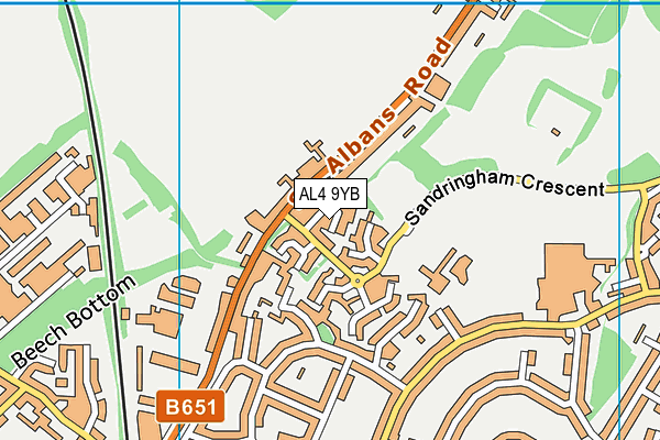 AL4 9YB map - OS VectorMap District (Ordnance Survey)